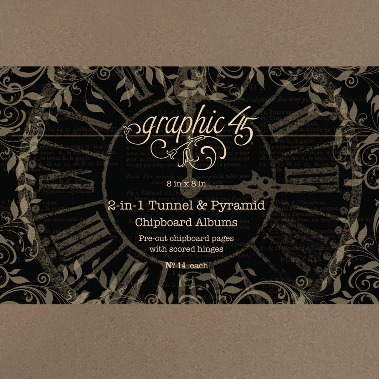 Graphic 45 Staples Chipboard Album 8"X8"-2 In 1 Tunnel & Pyramid